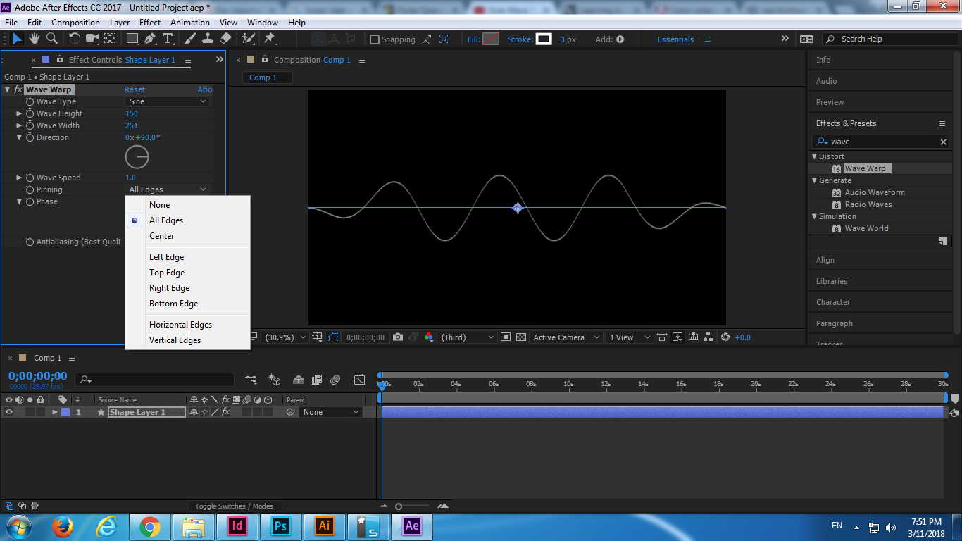 Где находится wave warp в after effects